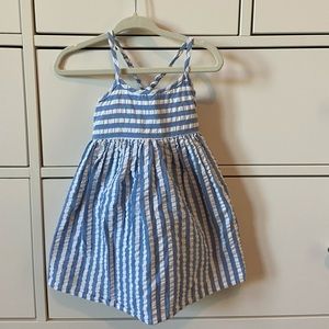 Blue and white stripe dress 6-12M